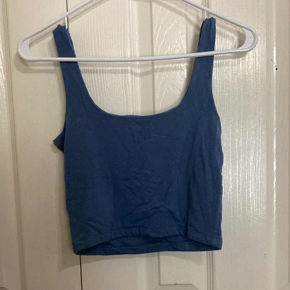 GAP Blue Fitted Sleeveless Crop Tank Top
